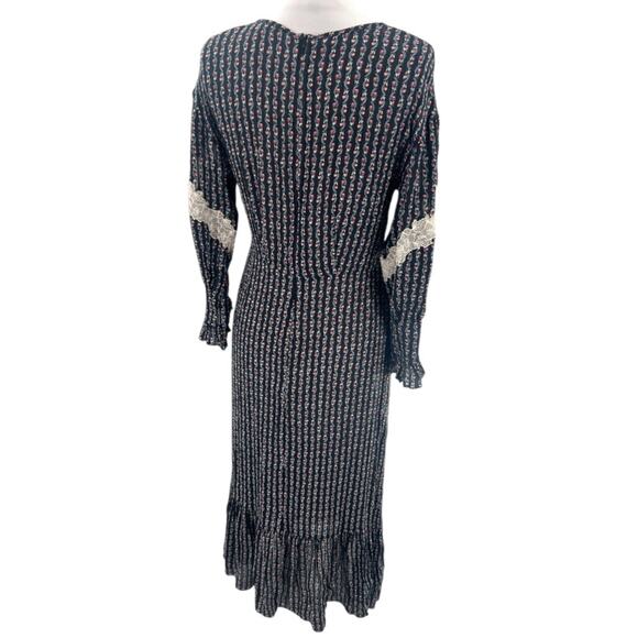 Sandro Marceau Floral Lace Midi Flounce hem dress sz 36 ditsy - Picture 4 of 10